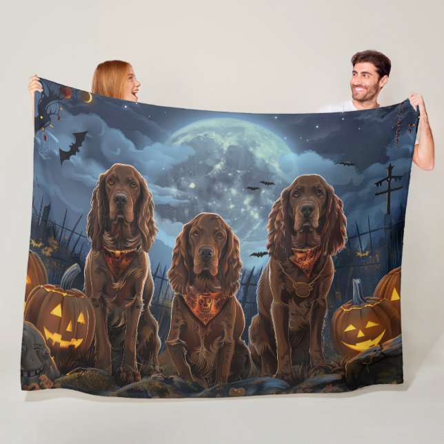 Cobertor De Velo Irish Red Setter Halloween Assustador (In Situ)