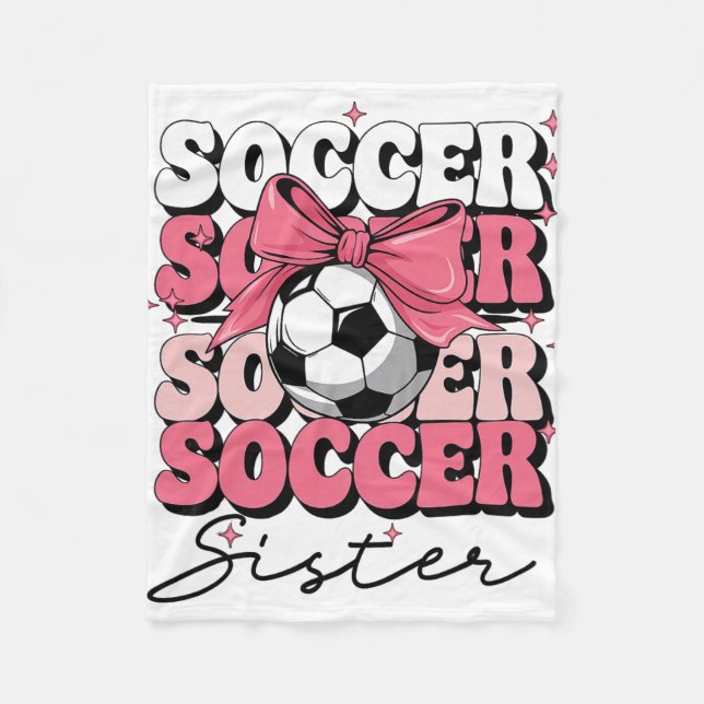 Cobertor De Velo Irmã de futebol Groovy Coquette Bow Futebol  (Frente)