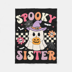 Cobertor De Velo Irmã Groovy Spooky Retro Ghost Segurando Pumpkin H