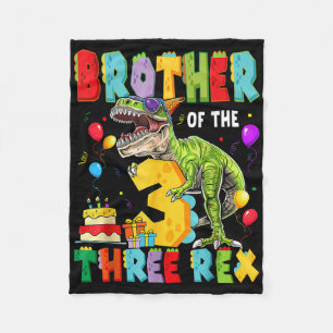 Cobertor De Velo Irmão Do Dinossauro Rex aniversário de 3 anos