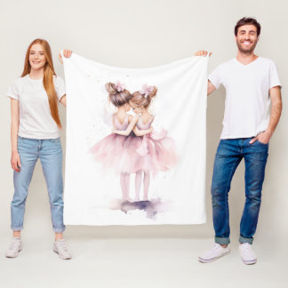 Cobertor De Velo Irmãs Ballerina Abrindo Balé De Arte Aquarela