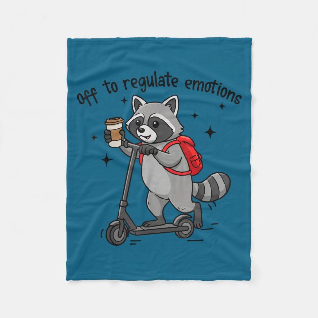 Cobertor De Velo Irregular emoções guaxinim engraçado de scooter  (Frente)