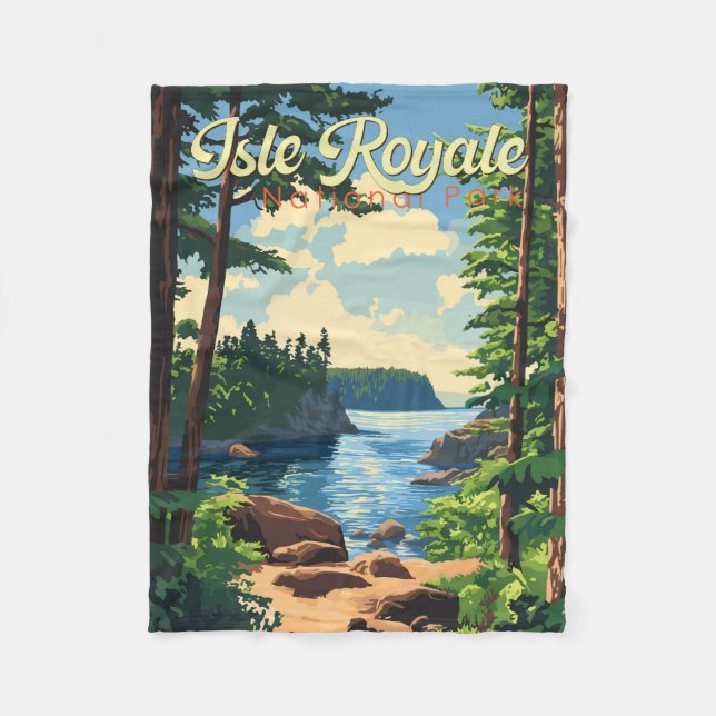 Cobertor De Velo Isle Royale National Park Ilustration Viagem Art (Frente)