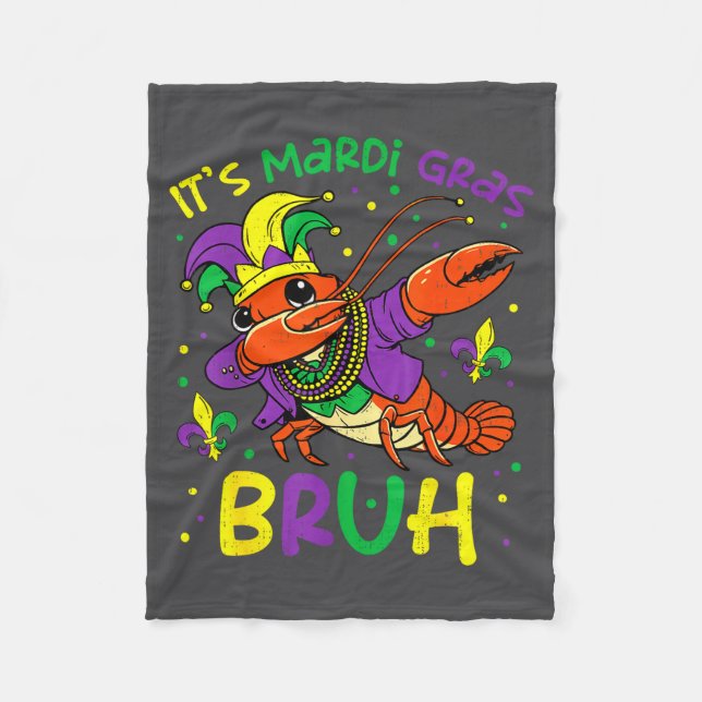 Cobertor De Velo Its Mardi Gras Bruh Crayfish Dab Jester Beads Boys (Frente)