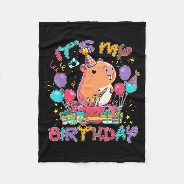 Cobertor De Velo Its My Birthday Capybara Lovers Birthday Party Boy (Frente)