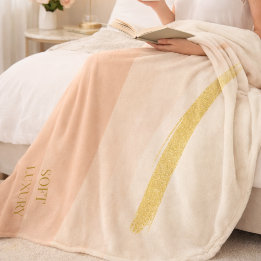 Cobertor De Velo Ivory Blush Gold Fleece Blanket
