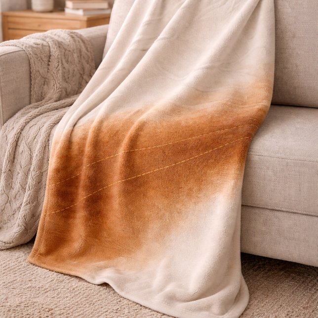 Cobertor De Velo Ivory Brown Fade Fleece Blanket (Ivory fades into warm brown with subtle gold detail, bringing depth and balance to neutral spaces.)
