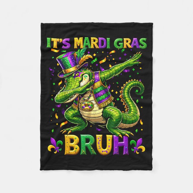 Cobertor De Velo Jacaré Dabbing Bruh Mardi Gras Carnaval Adolescent (Frente)