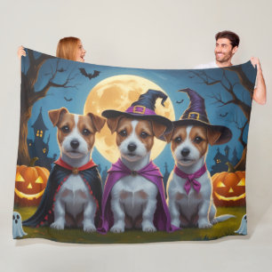 Cobertor De Velo Jack Russell Dogs Pumpkin Halloween Engraçado