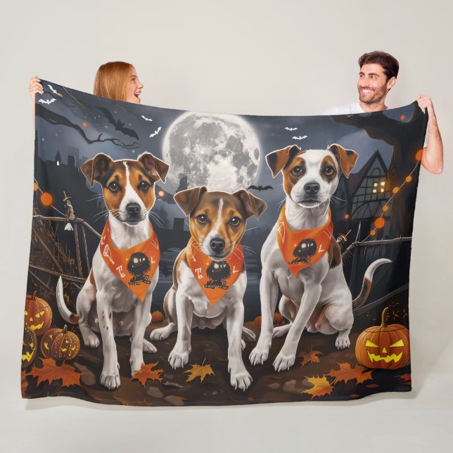 Cobertor De Velo Jack Russell Halloween Assustador (In Situ)