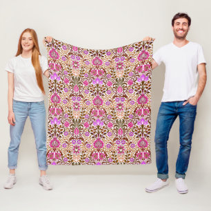 Cobertor De Velo Jacobean Floral Damask, Pink, Violet e Brown