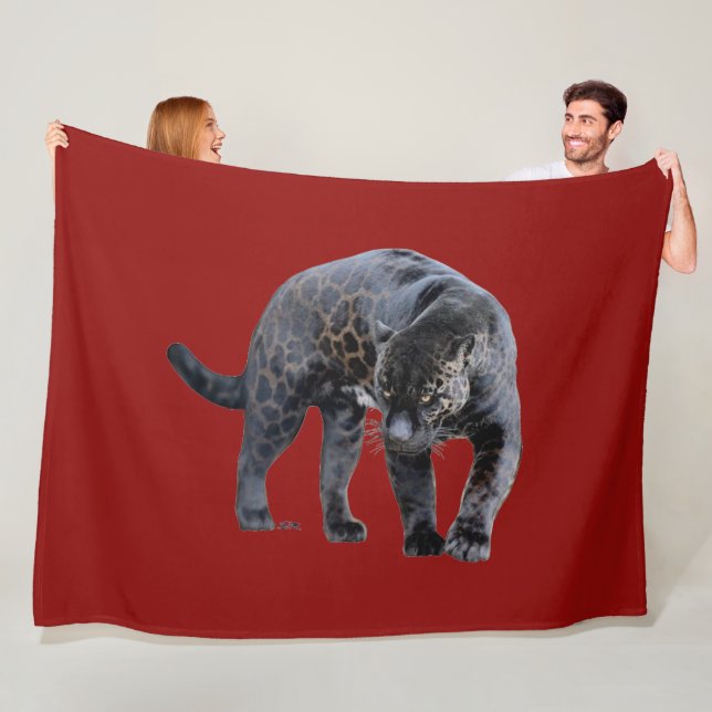 Cobertor De Velo Jaguar Diablo red fleece blanket (In Situ)