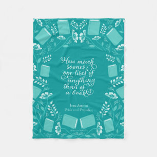 Cobertor De Velo Jane Austen Orgulho e Prejudica o Livro Teal