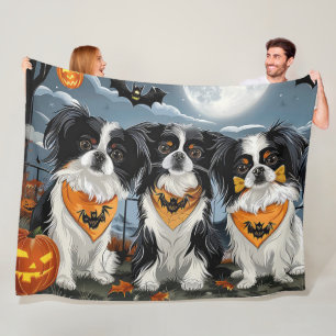 Cobertor De Velo Japanese Chin Halloween Assustador