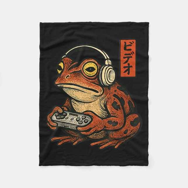 Cobertor De Velo Japanese Gamer Frog Art Men Women Boys Funny Vinta (Frente)