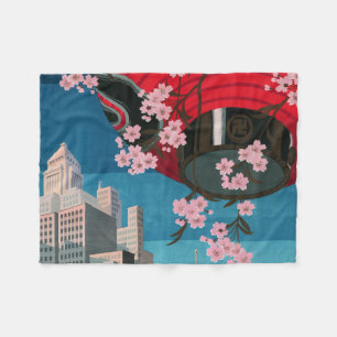 Cobertor De Velo Japão Tóquio Vintage Cartaz de Viagem Japonês
