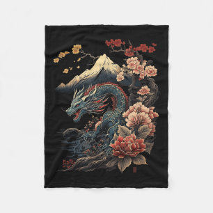 Cobertor De Velo Japonês - Aestic Dragon Japonês Art Japan Tatto