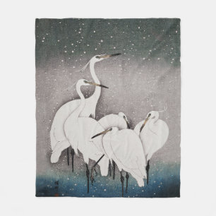 Cobertor De Velo Japonês Egrets Koson Cranes Winter Snow
