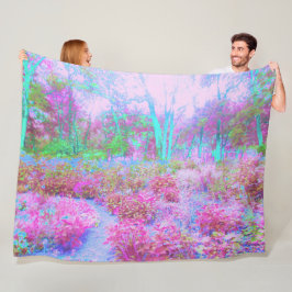 Cobertor De Velo Jardim Abstrato de Rosa Impressionista e Turquesa