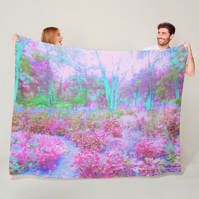 Cobertor De Velo Jardim Abstrato de Rosa Impressionista e Turquesa (In Situ)