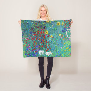 Cobertor De Velo Jardim de fazenda com girassóis, Gustav Klimt