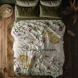 Cobertor De Velo Jardim de Flores Silvestres com Nome Personalizado