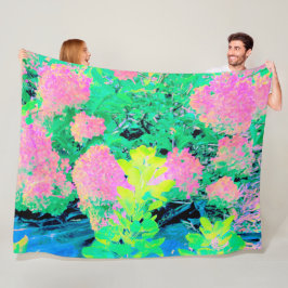 Cobertor De Velo Jardim de Hydrangea rosa com folhagem amarela