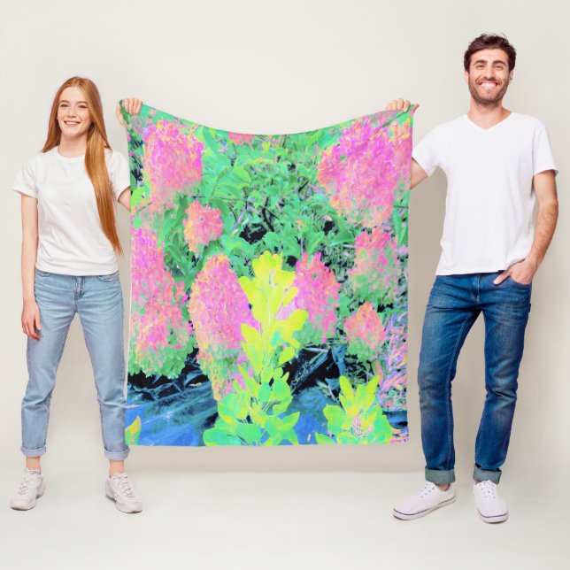 Cobertor De Velo Jardim de Hydrangea rosa com folhagem amarela (In Situ)