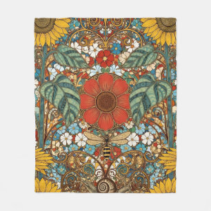 Cobertor De Velo Jardim Floral Art Nouveau – Girassóis, Abelha