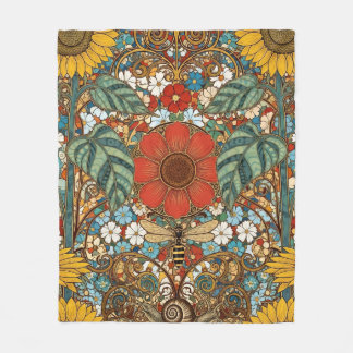 Cobertor De Velo Jardim Floral Art Nouveau – Girassóis, Abelha