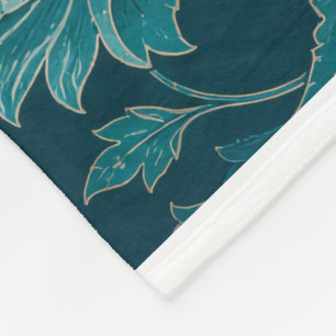 Cobertor De Velo Jardim Persa Luxuoso Damasco Floral em Azul Turq