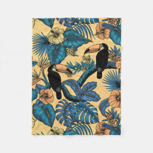 Cobertor De Velo Jardim tucano em amarelo e azul