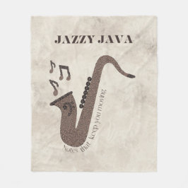 Cobertor De Velo Jazzy Java-Grãos de Café-Saxofone-