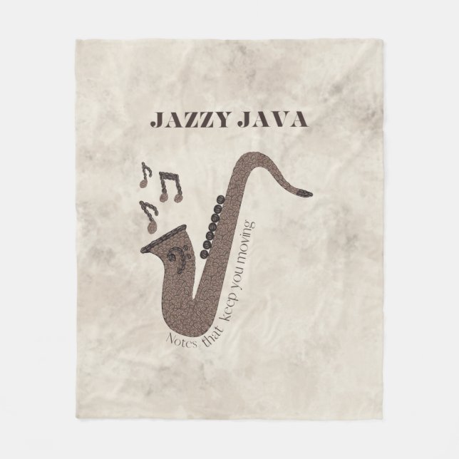 Cobertor De Velo Jazzy Java-Grãos de Café-Saxofone- (Frente)