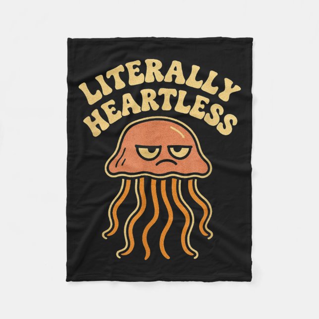 Cobertor De Velo Jellyfish Literally Heartless Funny Cute Sea Pun  (Frente)
