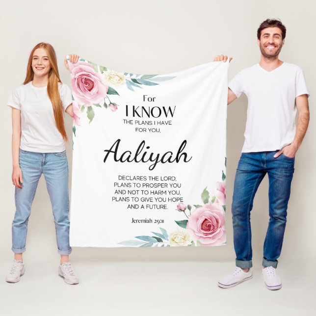 Cobertor De Velo Jeremiah 29:11 Rosa Rosa Personalize (In Situ)