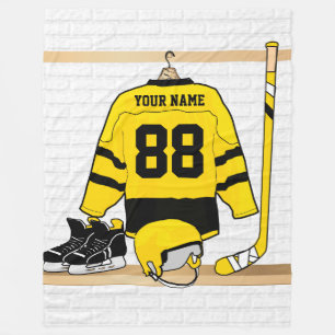Cobertor De Velo Jersey Personalizada de Hóquei no Gelo Amarelo e