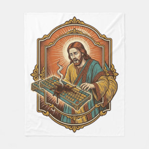 Cobertor De Velo Jesus Café Derrama Teclado Mecânico Quebrado Tecno