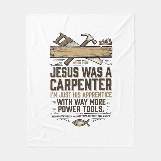 Cobertor De Velo Jesus Carpinteiro Marceneiro Aprendiz Camisa Vinta (Frente)
