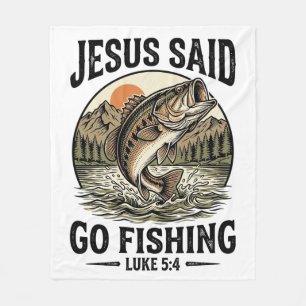 Cobertor De Velo Jesus Disse Ir Para Pesca Bass Vintage Cristão