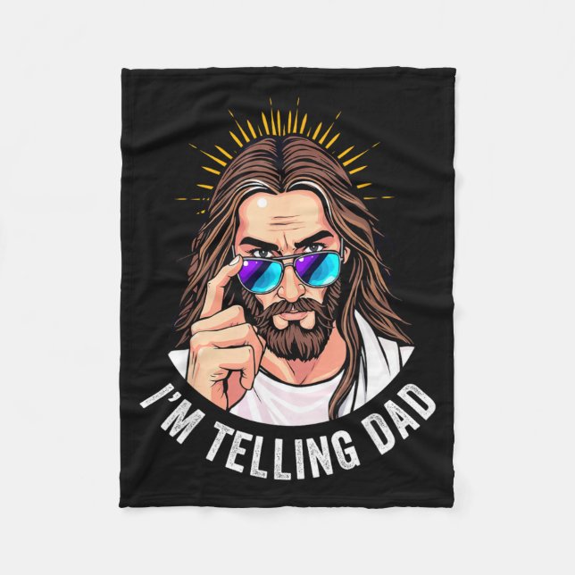 Cobertor De Velo Jesus engraçado estou contando ao papai (Frente)