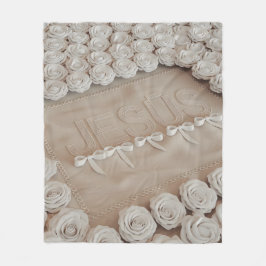 Cobertor De Velo JESÚS Fleece & Sherpa Blanket - Rosas brancas e