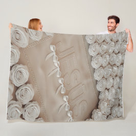 Cobertor De Velo JESÚS Fleece & Sherpa Blanket - Rosas brancas e