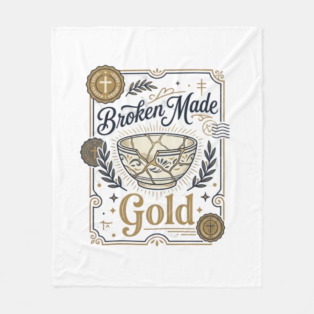 Cobertor De Velo Jesus Kintsugi Ouro Feito Quebrado Cerâmica Quebra (Frente)