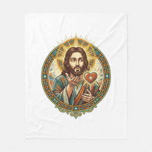 Cobertor De Velo Jesus Mandando Beijo Coração Vermelho Botão Curtir
