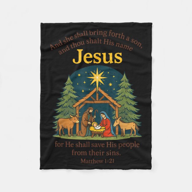 Cobertor De Velo Jesus Nativity Christian Christmas Bible Pjs Toddl (Frente)