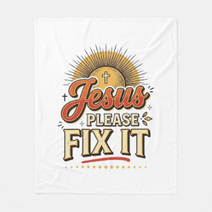Cobertor De Velo Jesus Por Favor Corrija Tipografia Cristã Vintage 