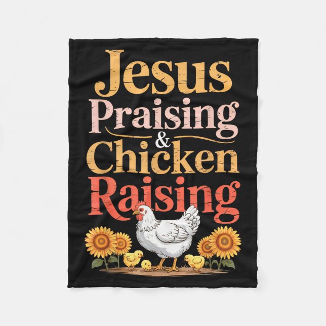 Cobertor De Velo Jesus Praising &amp; Chicken Raising Funny Faith F (Frente)