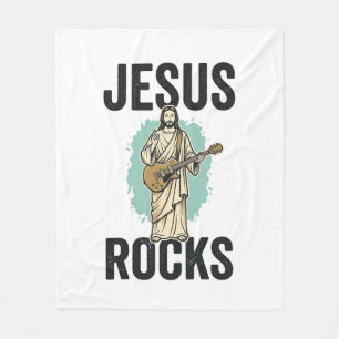 Cobertor De Velo Jesus Rocks Guitar Entalhe Cristão Vintage Des