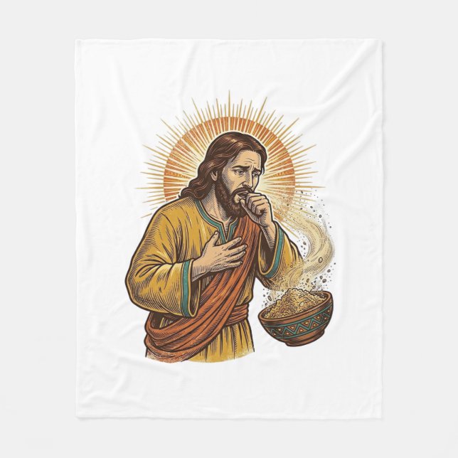 Cobertor De Velo Jesus Sufocando Migalha de Chip de Tortilha Seca H (Frente)